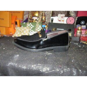 Men's Fashion Black Patent Leather & Velour Driving Loafers Moccasins 43 US 10